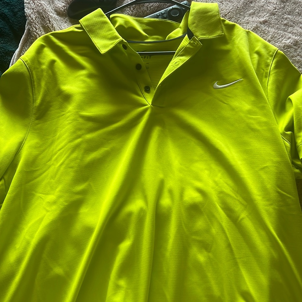 Mens Nike dri-fit shirt. Lime green color